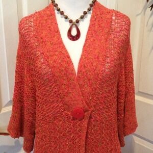Coldwater Creek orange sweater with green flecks